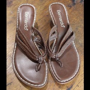 Brown Bernardo Wedge Sandals